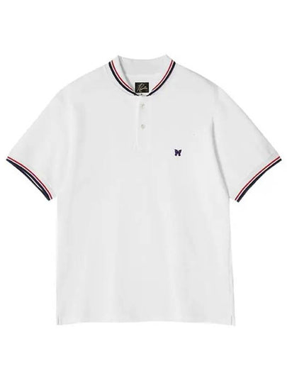 Embroidered Logo Short Sleeve Polo Shirt White - NEEDLES - BALAAN 2