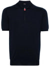 Men's Knit Zipper Polo Shirt Navy - KITON - BALAAN 1