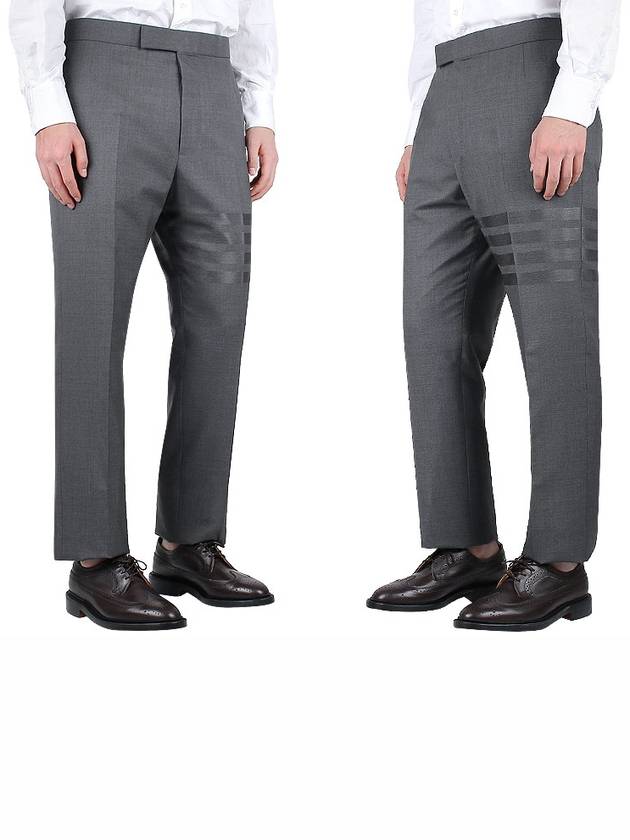 Diagonal Plain Weave Classic Wool Slacks Grey - THOM BROWNE - BALAAN 4