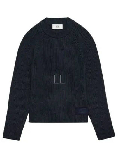 Logo Patch Basic Knit Top Navy - AMI - BALAAN 2