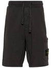 Cotton Fleece Cargo Bermuda Shorts Dark Grey - STONE ISLAND - BALAAN 3