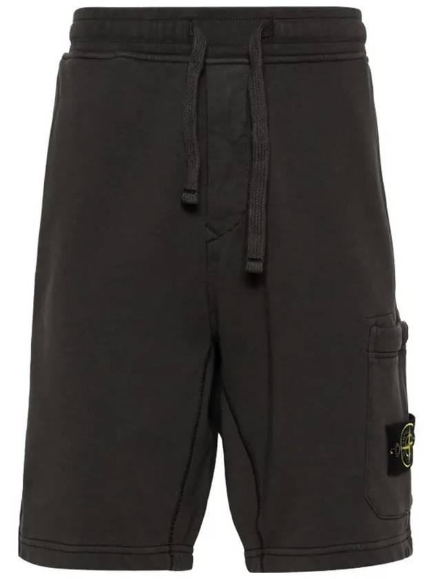 Cotton Fleece Cargo Bermuda Shorts Dark Grey - STONE ISLAND - BALAAN 3