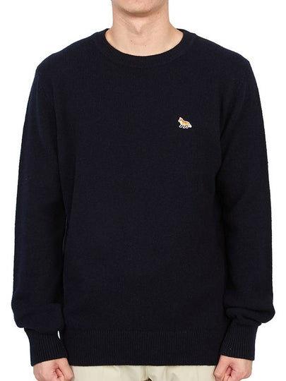 Baby Fox Patch Cosy Round Neck Pullover Wool Knit Top Navy - MAISON KITSUNE - BALAAN 2