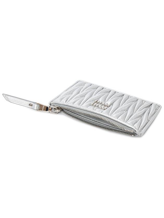 Matelasse Leather Envelope Card Wallet Silver - MIU MIU - BALAAN 5