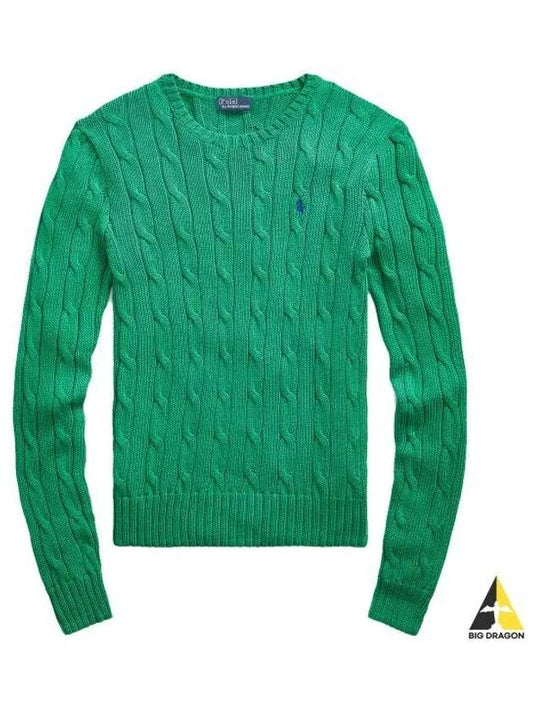 Embroidered Logo Pony Cable Knit Top Green - POLO RALPH LAUREN - BALAAN 2