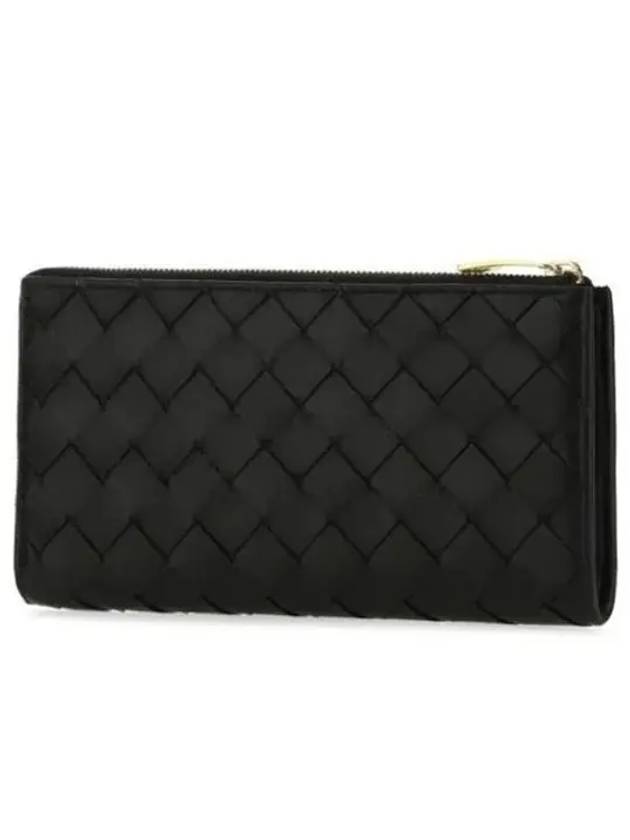 Intrecciato Zipper Long Wallet Black - BOTTEGA VENETA - BALAAN.