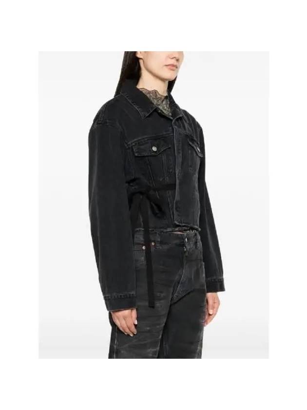 SS24 MM6 Margiela Frayed Hem Denim Jacket Black - MAISON MARGIELA - BALAAN 4