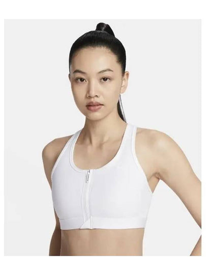 Swoosh Front Zipper Dri Fit Padded Sports Bra White - NIKE - BALAAN 2