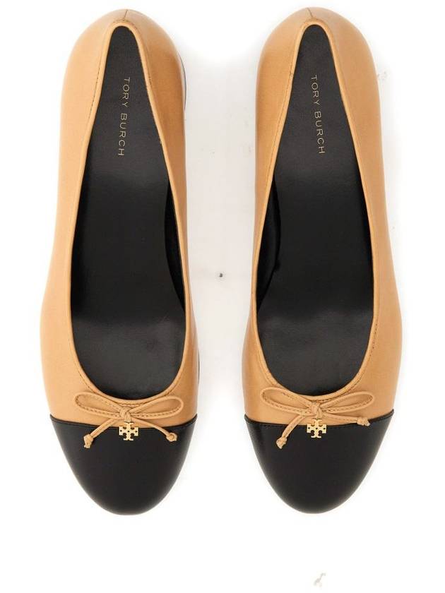 Cap Toe Logo Nappa Leather Pumps Beige - TORY BURCH - BALAAN 6