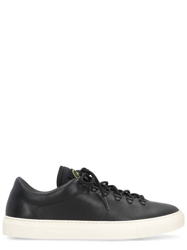 S0101 Logo Lace-Up Leather Low Top Sneakers Black - STONE ISLAND - BALAAN 2