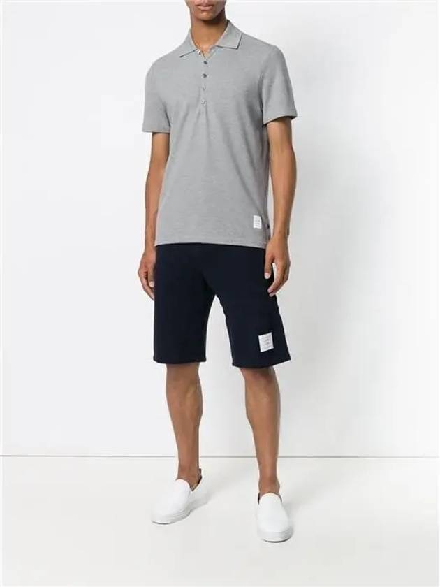 Men's Cotton Pique Center Bag Striped Short Sleeve Polo Shirt Grey - THOM BROWNE - BALAAN 3