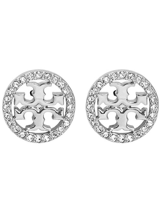 Miller Crystal Stud Earrings Silver - TORY BURCH - BALAAN 2