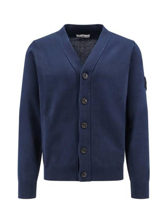 Logo Patch Cardigan Navy - STONE ISLAND - BALAAN 1