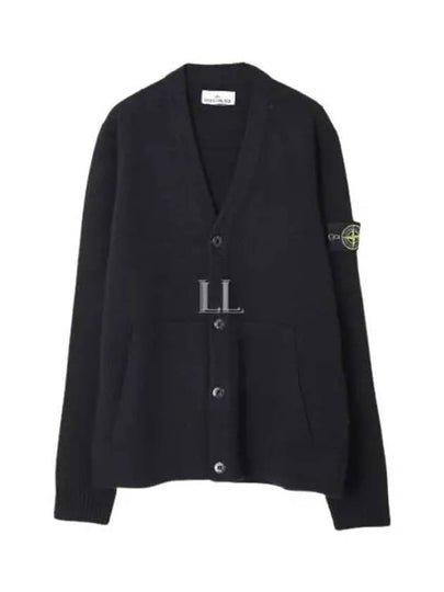 Men's Wappen Patch Button Cardigan Black - STONE ISLAND - BALAAN 2