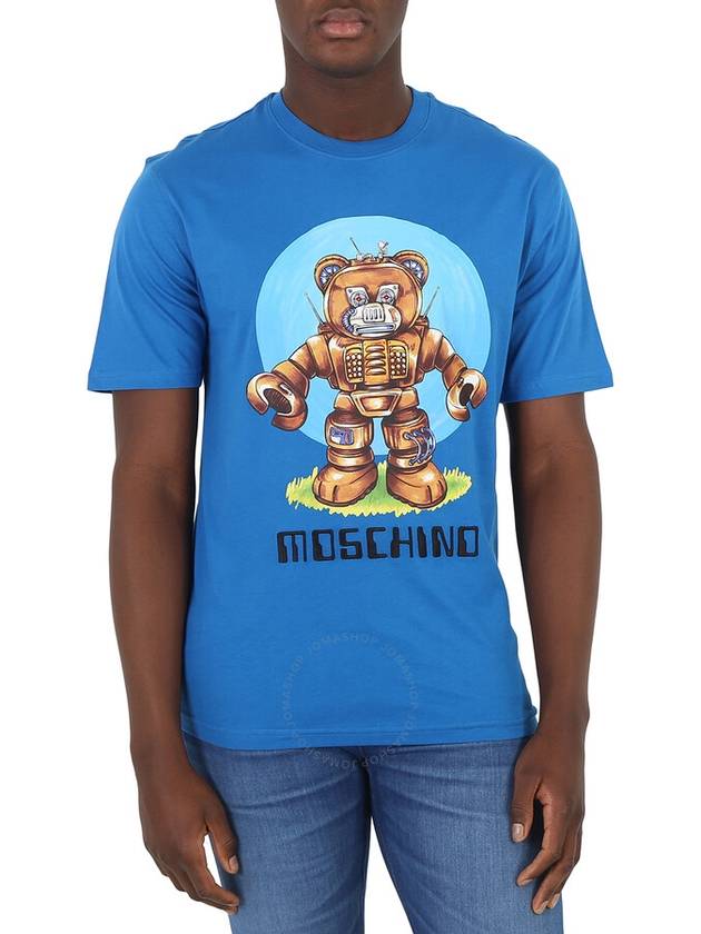 Moschino Blue Cotton Robot Bear T-Shirt, Brand Size 46 (US Size 36) - MOSCHINO - BALAAN 1