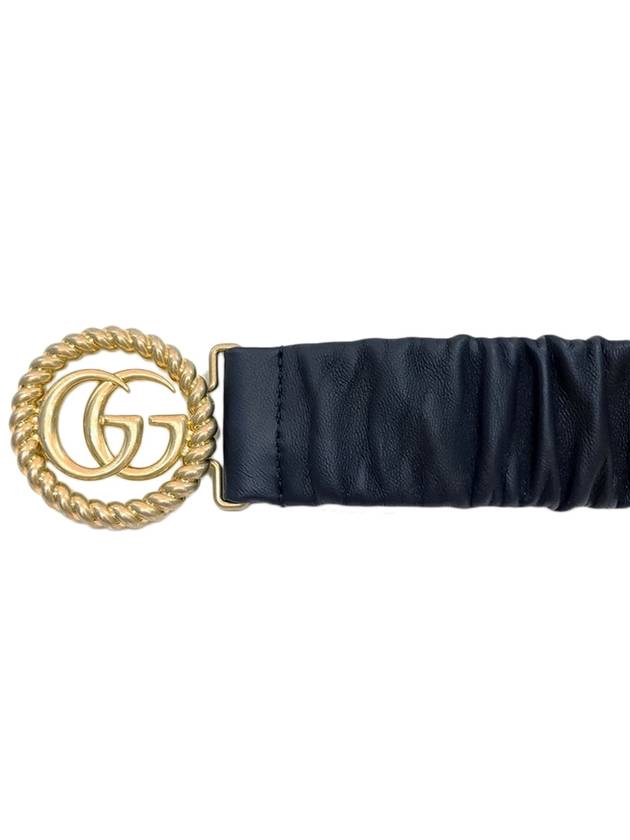 Women's GG Nappa Shirring Leather Belt Navy 602074 B340G - GUCCI - BALAAN 5