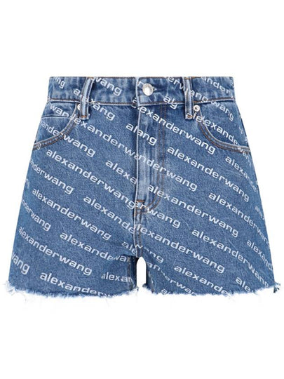 Byte Logo Monogram Denim Shorts Blue - ALEXANDER WANG - BALAAN 2