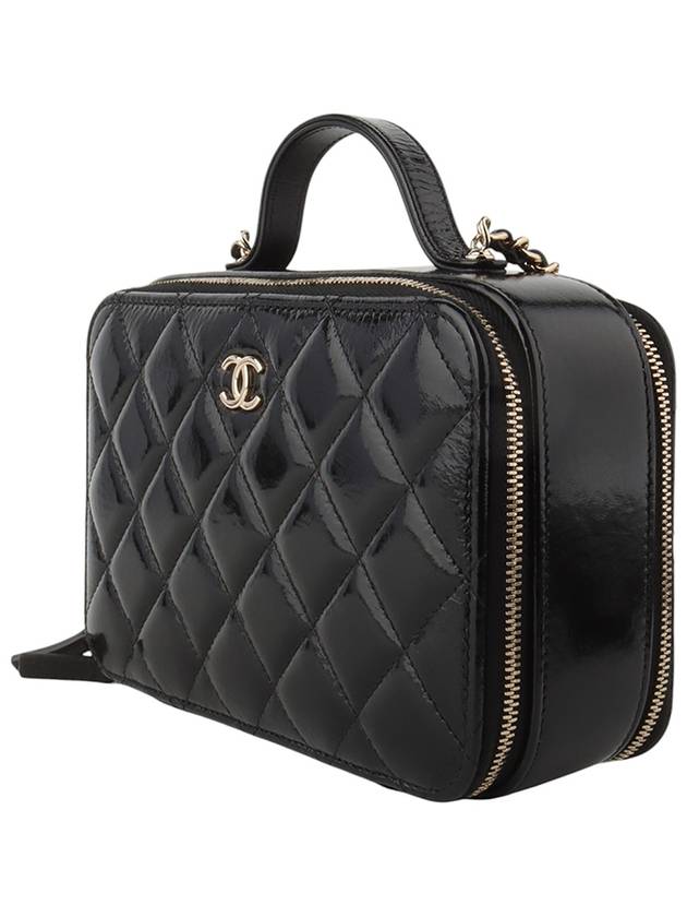 AS3538 Shiny Lambskin Vanity Top Handle Gold Chain Cross Bag Department Store Invoice 34103 - CHANEL - BALAAN 2