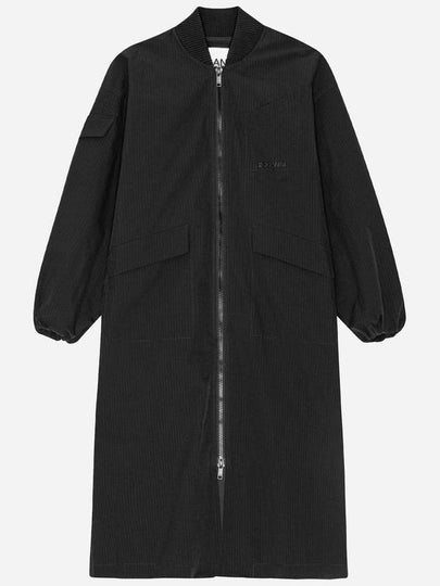 Two Way Zipper Seersucker Parka Black - GANNI - BALAAN 2