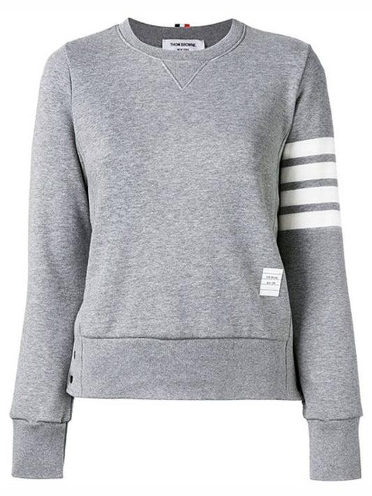 Engineered 4 Bar Stripe Loopback Jersey Knit Crewneck Sweatshirt Light Grey - THOM BROWNE - BALAAN 2