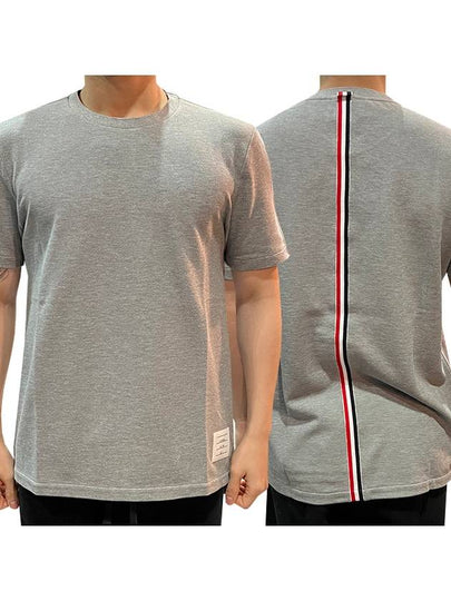 Men's Center Back Striped Short Sleeve T-Shirt Light Grey - THOM BROWNE - BALAAN 2