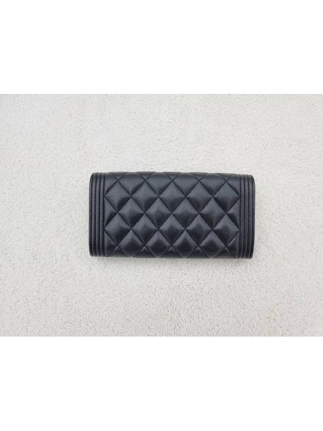 Boy Silver Long Flap Caviar Long Wallet Black - CHANEL - BALAAN.