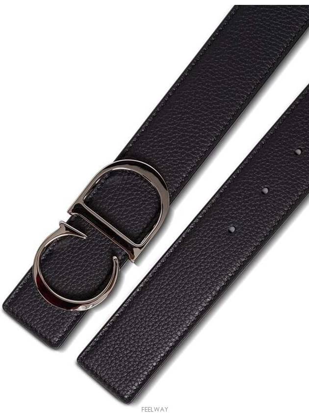 Reversible CD Leather Belt Black - DIOR - BALAAN 4