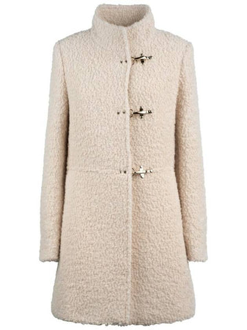 Fay Natural Virginia Coat In Wool Bouclé - FAY - BALAAN 1