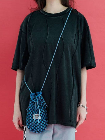 Mesh Knit String Bag Blue - UNALLOYED - BALAAN 1