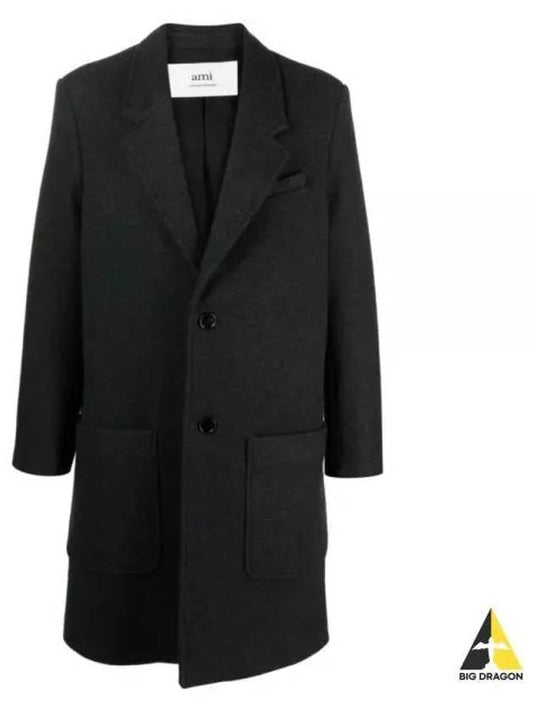 Breasted Wool Single Coat Heather Grey - AMI - BALAAN 2