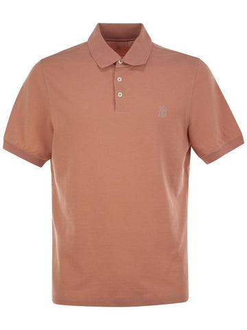 Cotton polo shirt with printed logo - BRUNELLO CUCINELLI - BALAAN 1