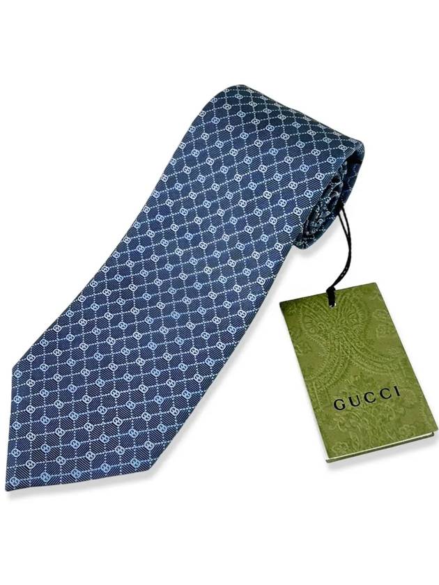 GG Dot Pattern Silk Tie Blue Silver - GUCCI - BALAAN 6