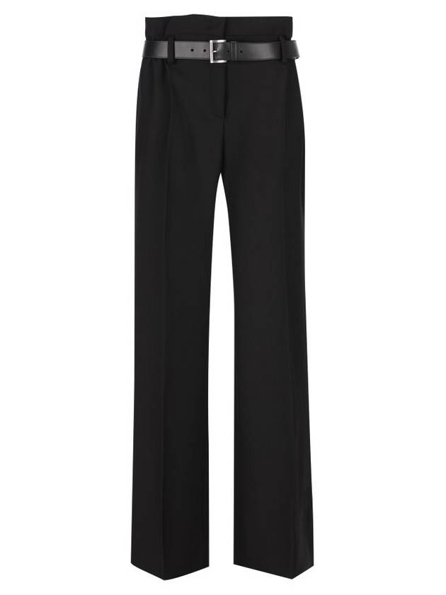 Wool Gabardine Straight Pants Black - PRADA - BALAAN 2