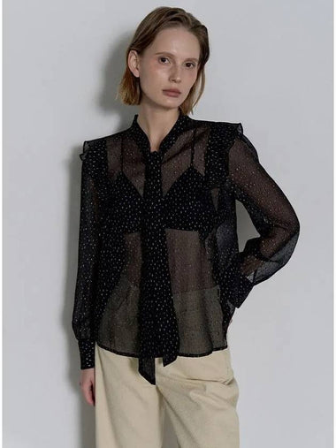 metallic see through tie blouse - EGOEDIT - BALAAN 1