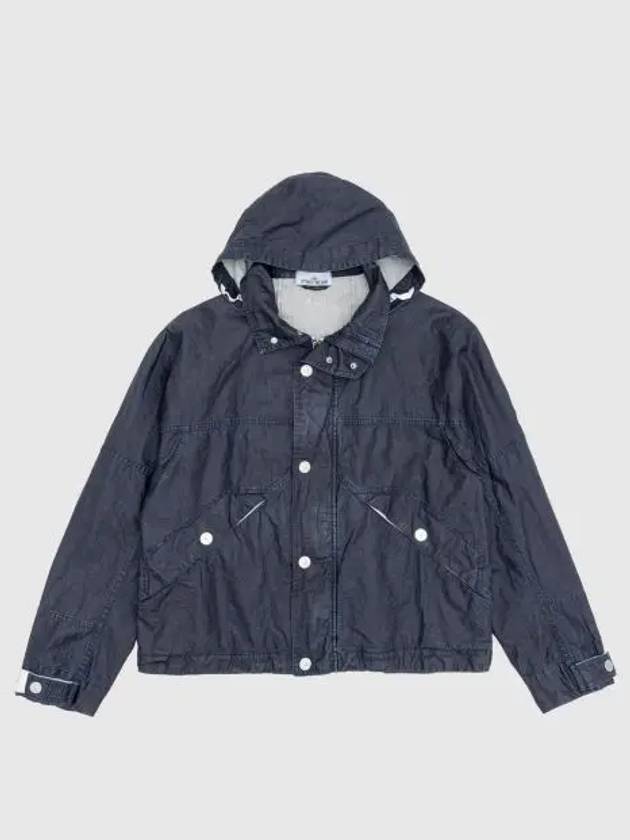 Marina Raw Plated Linen Hooded Jacket Royal Blue - STONE ISLAND - BALAAN 2