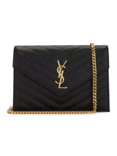 Women's Logo Envelope Chain Long Wallet Black - SAINT LAURENT - BALAAN 2