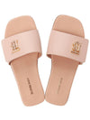 Women's Monogram Motif Leather Slippers Dusty Pink - BURBERRY - BALAAN.