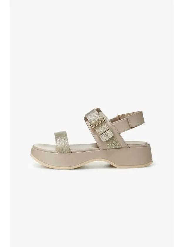 Women s Webbing Strap Leather Sandals Beige - EMPORIO ARMANI - BALAAN 1