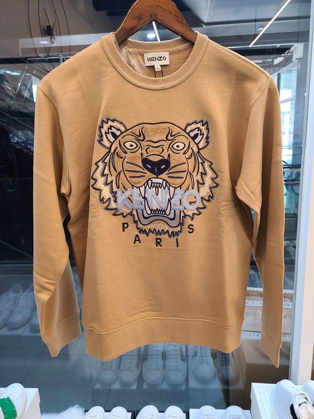 Tiger Embroidered Logo Sweatshirt Beige - KENZO - BALAAN 7