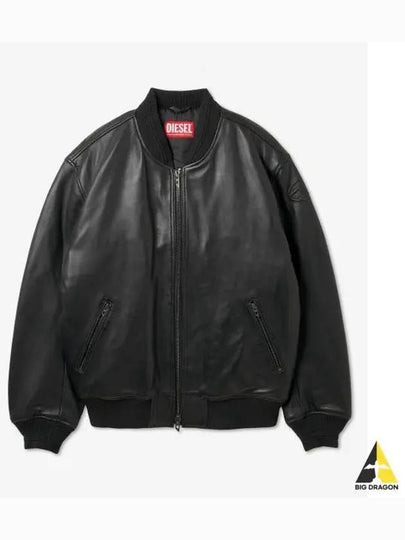 L Khan leather bomber jacket black - DIESEL - BALAAN 2