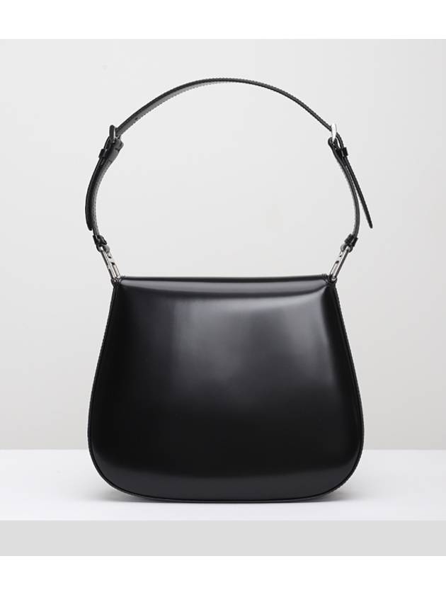 Cleo Brushed Leather Flap Shoulder Bag Black - PRADA - BALAAN 3