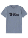 87310 520 999 Logo Uncle Blue Melange Men's Short Sleeve T-Shirt - FJALL RAVEN - BALAAN 2