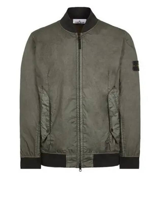 Men's Wappen Patch Zip-Up Bomber Jacket Green - STONE ISLAND - BALAAN 2