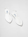 Triangle Logo Brushed Leather Flat Sandals White - PRADA - BALAAN 3