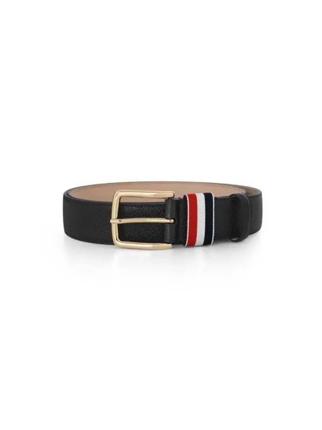 Men's Three Stripes Tab Pebbled Leather Belt Black - THOM BROWNE - BALAAN 3