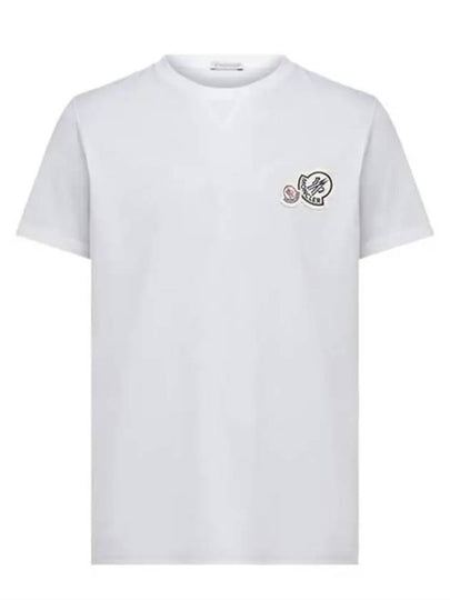 Double Logo Patch Round Short Sleeve T-Shirt White - MONCLER - BALAAN 2