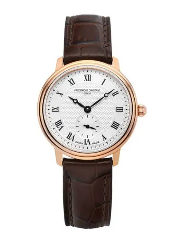 Women’s Classics Slimline Small Seconds Watch Pink Brown - FREDERIQUE CONSTANT - BALAAN 5