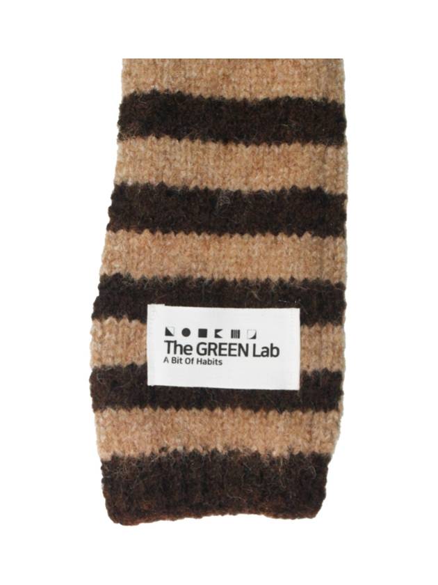 Striped tie knit muffler Brown - THE GREEN LAB - BALAAN 9