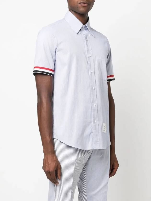 Men's Pincode Armband Short Sleeve Shirt Navy - THOM BROWNE - BALAAN 5