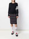 Milano Stitch Crewneck 4-Bar Cotton Crepe Knit Top Navy - THOM BROWNE - BALAAN 4